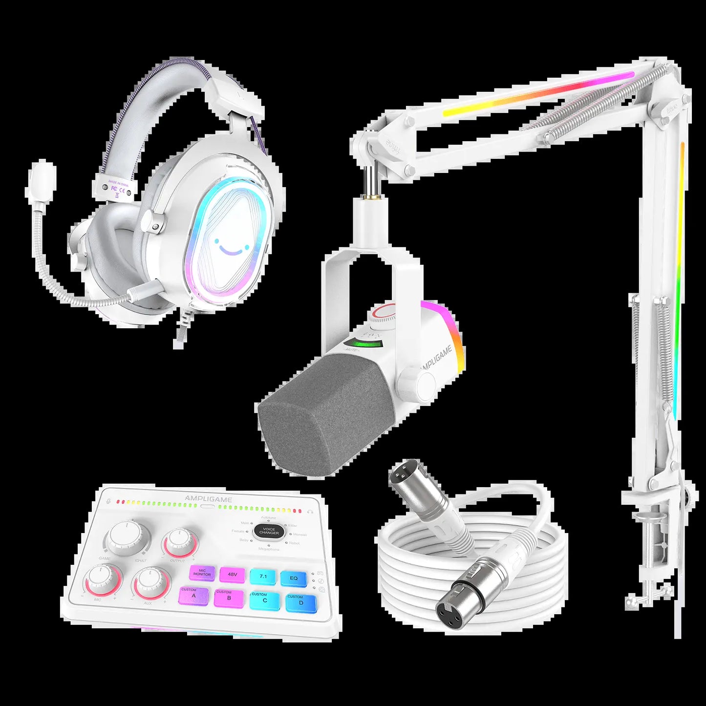 FIFINE Streaming & Gaming Ultimate Bundle Kit Am8Prot Microphone Kit + SC8 Audio Mixer + H13 Headset