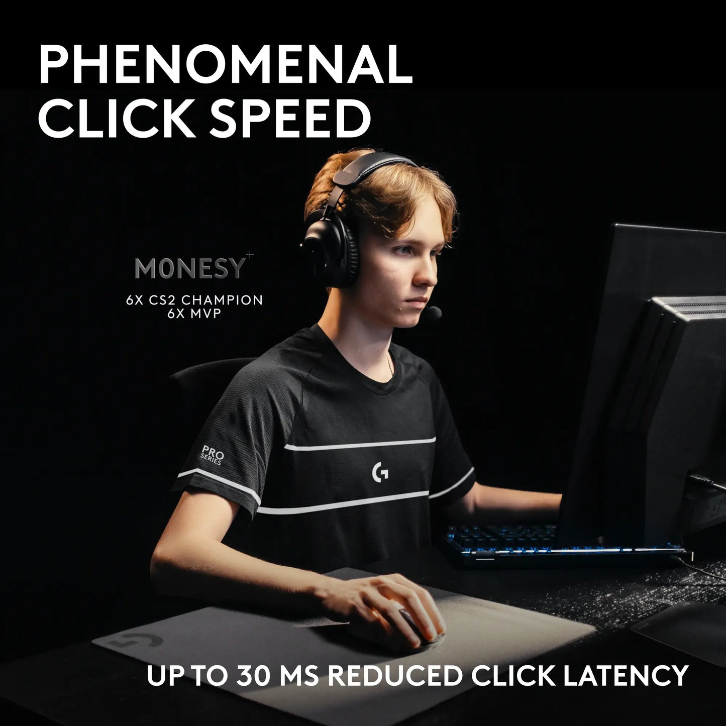 Logitech PRO X2 SUPERSTRIKE LIGHTSPEED Wireless Gaming Mouse, Ultra-Fast Performance, Ultra Lightweight (61 G), Customizable Click Haptics, USB-C Charging, for Pc/Mac/Laptop