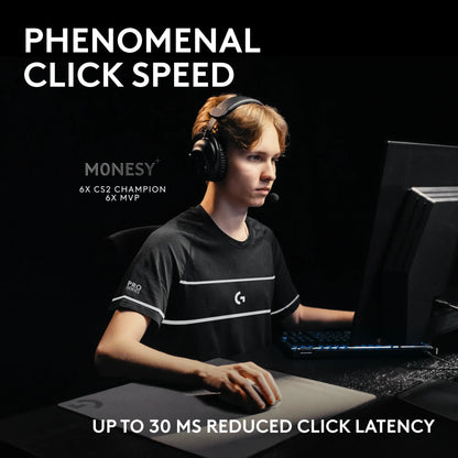 Logitech PRO X2 SUPERSTRIKE LIGHTSPEED Wireless Gaming Mouse, Ultra-Fast Performance, Ultra Lightweight (61 G), Customizable Click Haptics, USB-C Charging, for Pc/Mac/Laptop