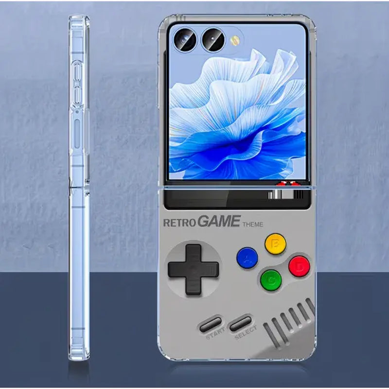 Retro Portable Vibrating Phone Case, Suitable for Samsung and Motorola Razr ZFLIP3/ZFLIP4/ZFLIP5/ZFLIP6/ZFLIP7/ZFOLD3/ZFOLD4/ZFOLD5/ZFOLD6/ZFOLD7 Phones. It Has Shock Protection Function. the Design Is Cute, Featuring 3D Curved Edges and Abstract Heart
