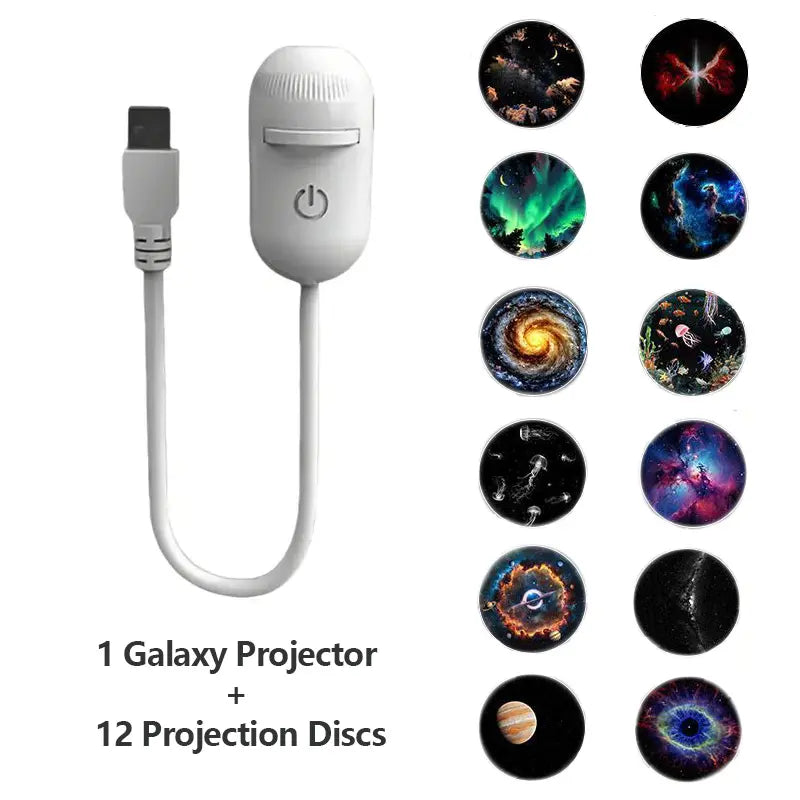 Galaxy Projector 2-in-1 Starry Sky and Night Light USB Projector for Bedroom and Hallway Ceiling Decoration (1 Light + 3 Accessories)