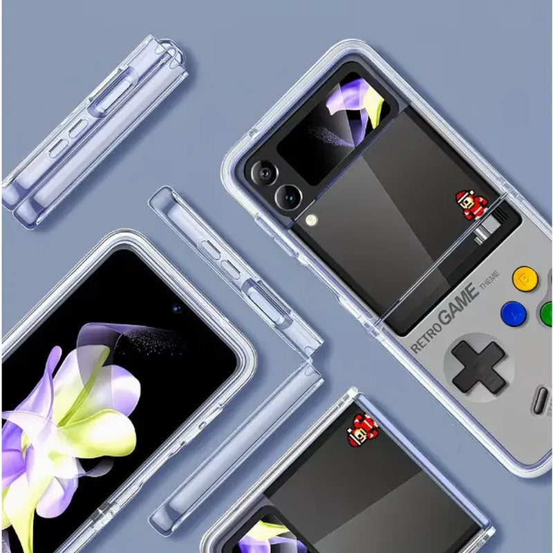 Retro Portable Vibrating Phone Case, Suitable for Samsung and Motorola Razr ZFLIP3/ZFLIP4/ZFLIP5/ZFLIP6/ZFLIP7/ZFOLD3/ZFOLD4/ZFOLD5/ZFOLD6/ZFOLD7 Phones. It Has Shock Protection Function. the Design Is Cute, Featuring 3D Curved Edges and Abstract Heart