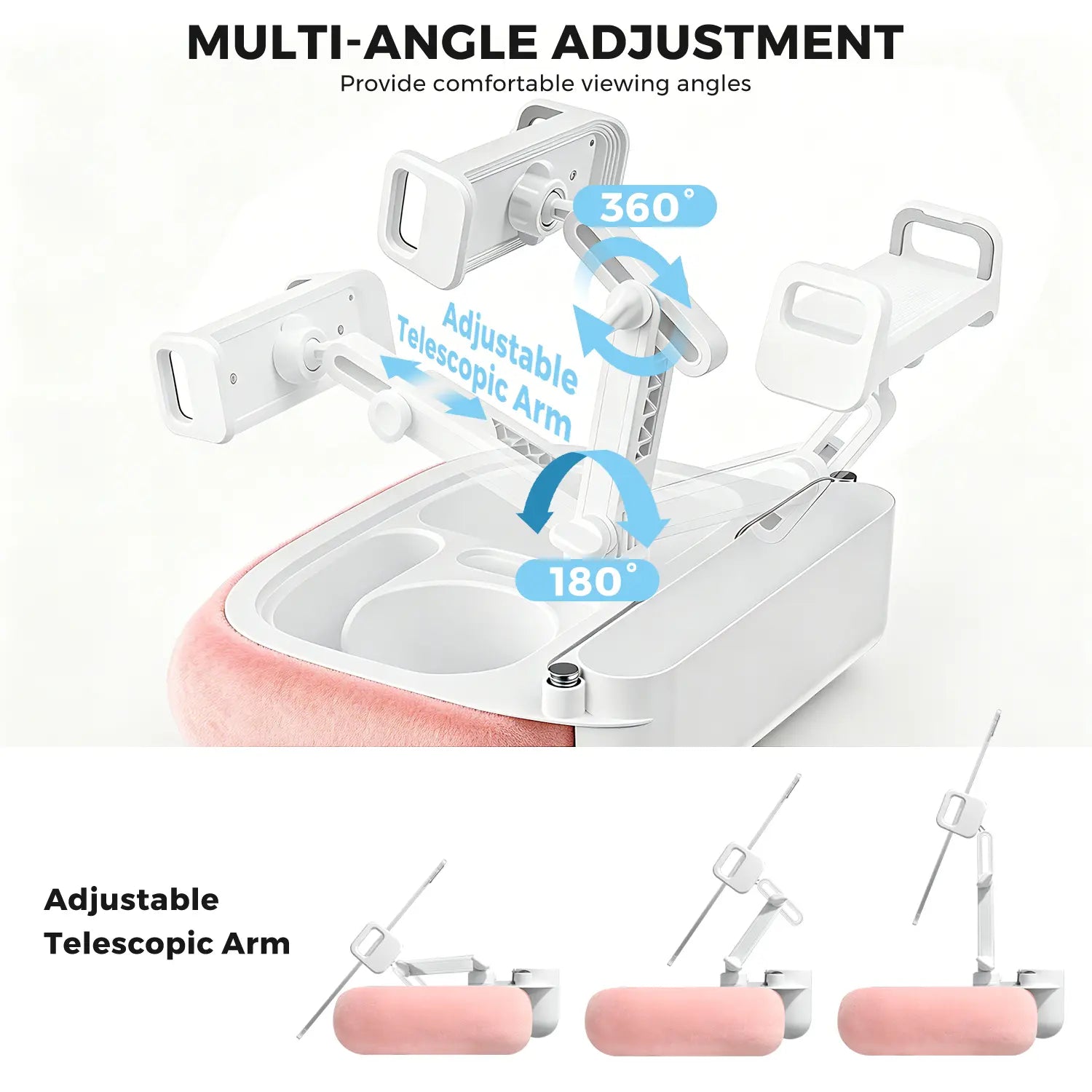 Esamcore Adjustable Tablet Pillow Stand with Snack Tray - Compatible with 4.7-14.6" Devices for Hands-Free Viewing on Bed, Couch, or Floor - Soft, Machine Washable Cover