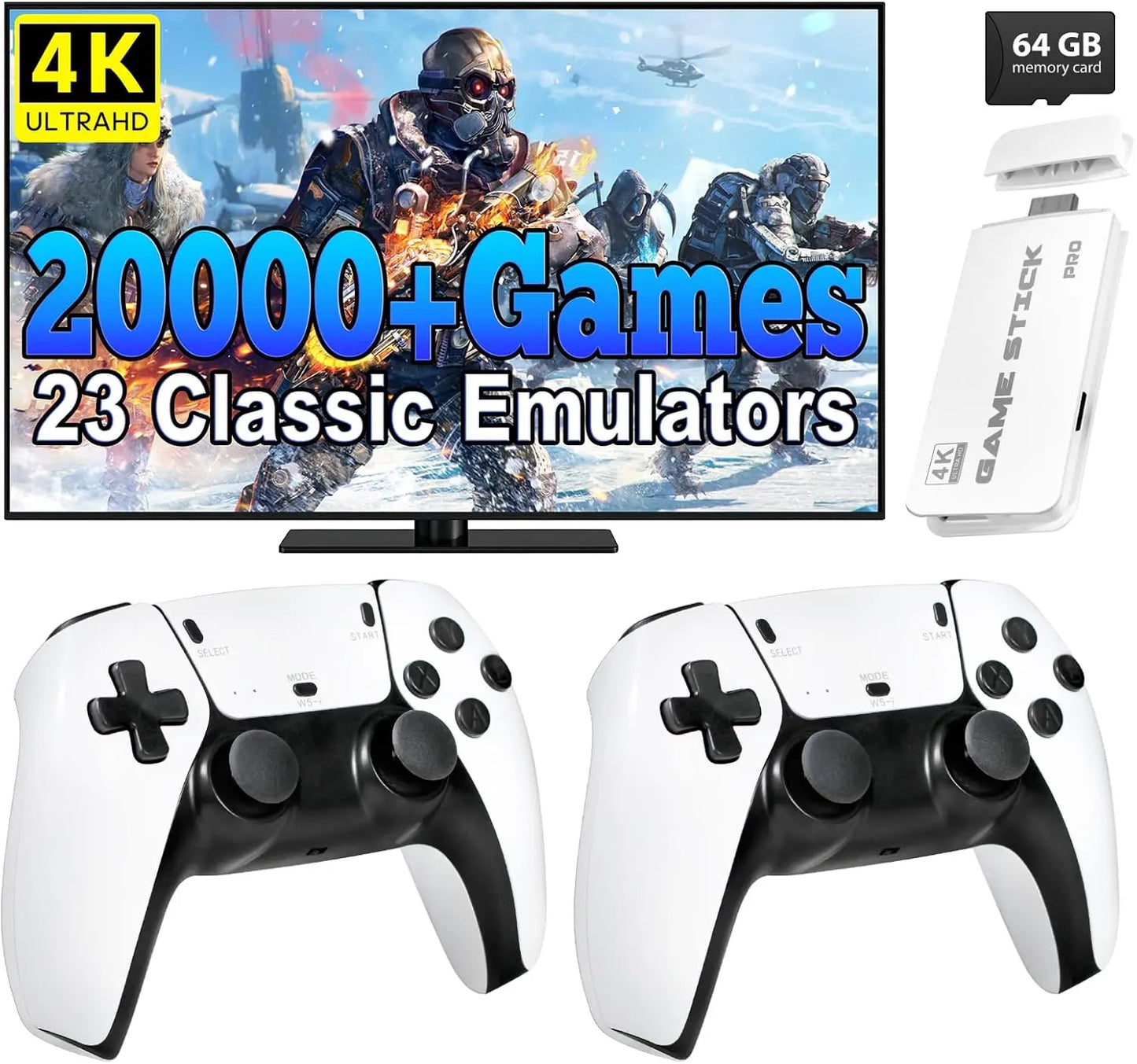 2026 Video Game Console with Over 20,000 Classic Games, 4K HDMI Output, Wireless Joystick, and Game Emulator