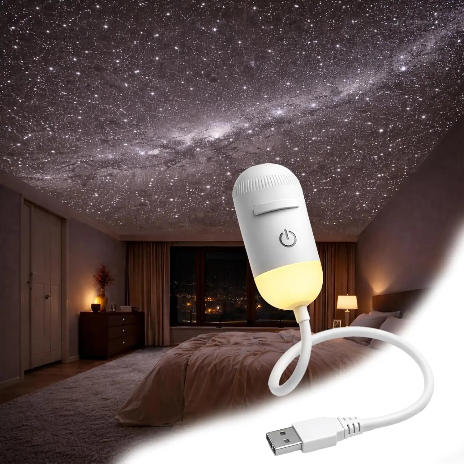 Galaxy Projector 2-in-1 Starry Sky and Night Light USB Projector for Bedroom and Hallway Ceiling Decoration (1 Light + 3 Accessories)