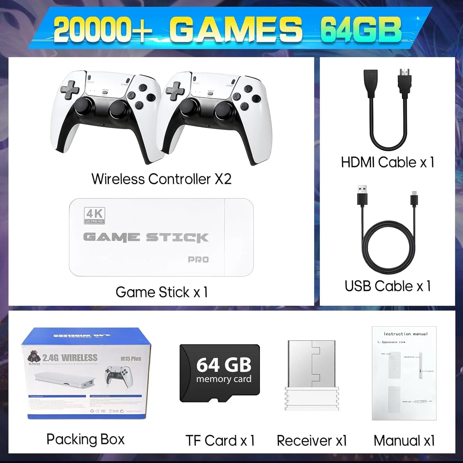 2026 Video Game Console with Over 20,000 Classic Games, 4K HDMI Output, Wireless Joystick, and Game Emulator
