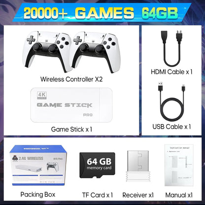 2026 Video Game Console with Over 20,000 Classic Games, 4K HDMI Output, Wireless Joystick, and Game Emulator