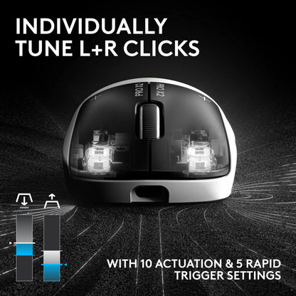 Logitech PRO X2 SUPERSTRIKE LIGHTSPEED Wireless Gaming Mouse, Ultra-Fast Performance, Ultra Lightweight (61 G), Customizable Click Haptics, USB-C Charging, for Pc/Mac/Laptop