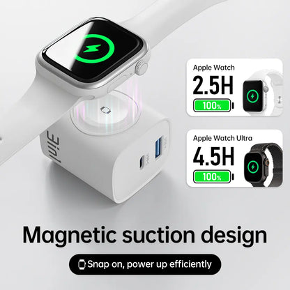 2 Pack 3-In-1 Charger Block Compatible with Apple Watch, Built-In Watch Charger, USB-C USB-A Wall Charger for Iphone, Airpods, Traveling Gadgets