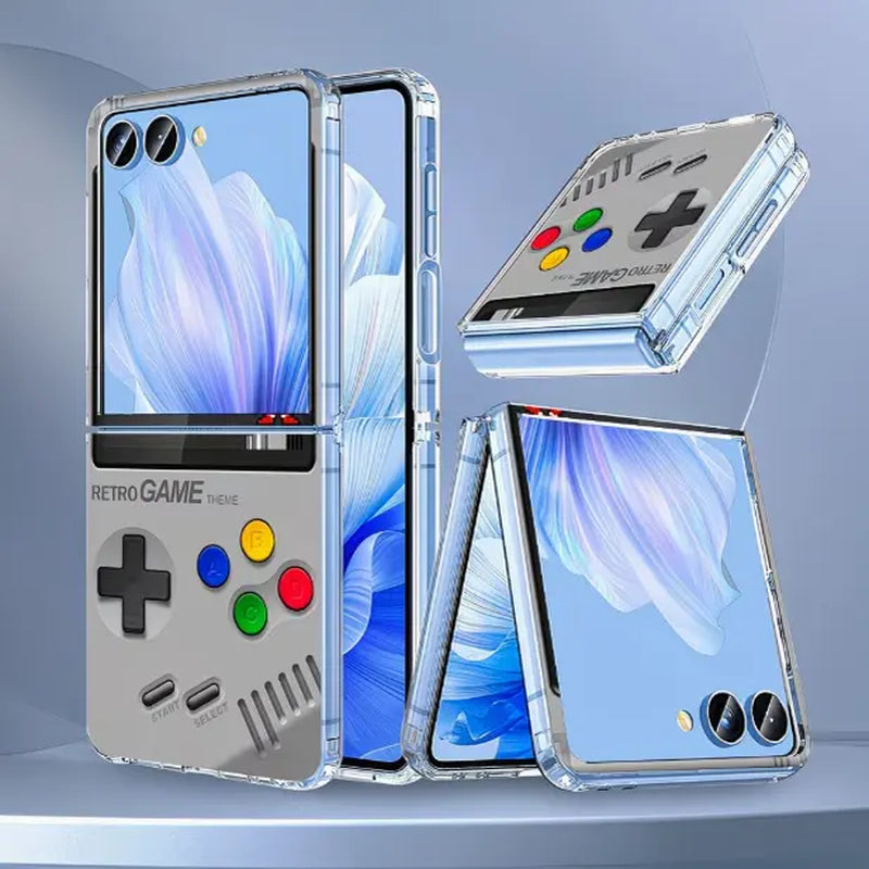 Retro Portable Vibrating Phone Case, Suitable for Samsung and Motorola Razr ZFLIP3/ZFLIP4/ZFLIP5/ZFLIP6/ZFLIP7/ZFOLD3/ZFOLD4/ZFOLD5/ZFOLD6/ZFOLD7 Phones. It Has Shock Protection Function. the Design Is Cute, Featuring 3D Curved Edges and Abstract Heart