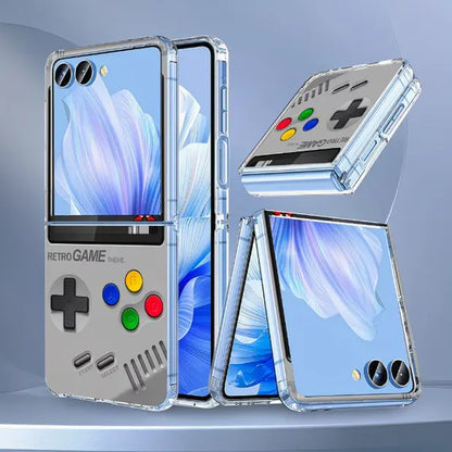 Retro Portable Vibrating Phone Case, Suitable for Samsung and Motorola Razr ZFLIP3/ZFLIP4/ZFLIP5/ZFLIP6/ZFLIP7/ZFOLD3/ZFOLD4/ZFOLD5/ZFOLD6/ZFOLD7 Phones. It Has Shock Protection Function. the Design Is Cute, Featuring 3D Curved Edges and Abstract Heart
