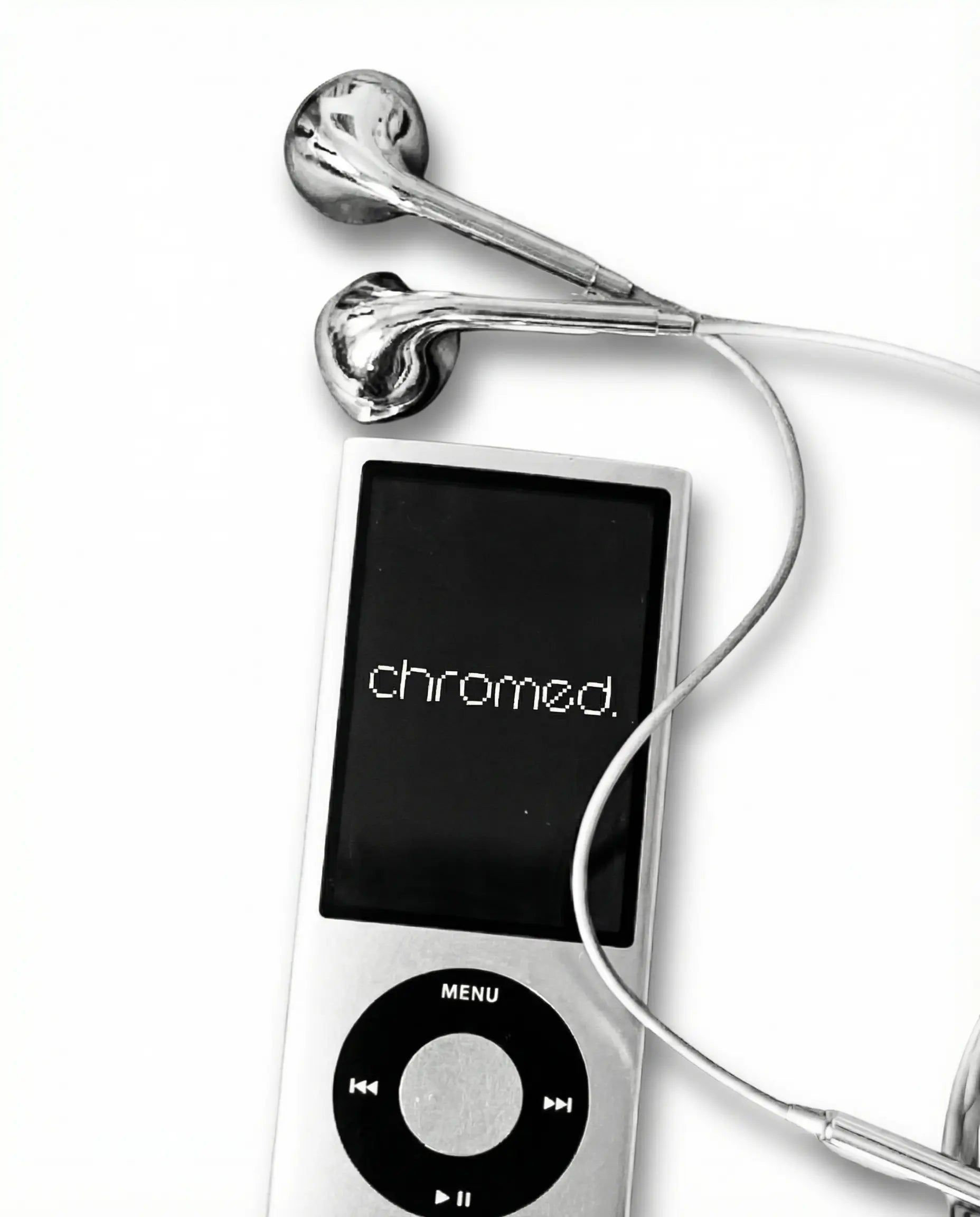 Chrome-Finished Wired Earbuds - Functional Types: USB-C, Lightning, 3.5mm, Trendy Y2K Design