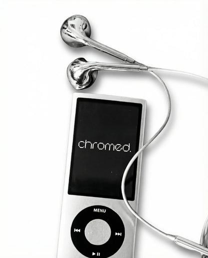 Chrome-Finished Wired Earbuds - Functional Types: USB-C, Lightning, 3.5mm, Trendy Y2K Design