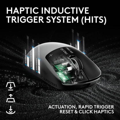 Logitech PRO X2 SUPERSTRIKE LIGHTSPEED Wireless Gaming Mouse, Ultra-Fast Performance, Ultra Lightweight (61 G), Customizable Click Haptics, USB-C Charging, for Pc/Mac/Laptop