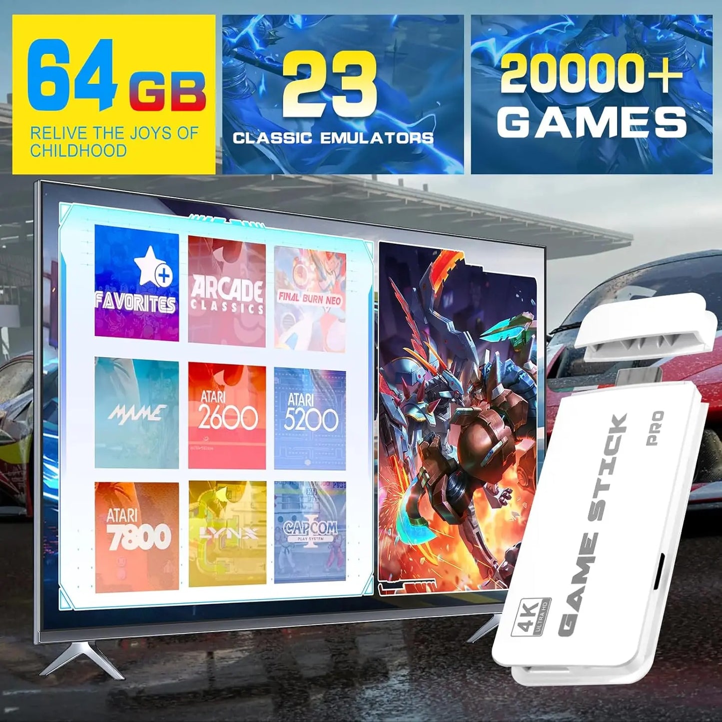2026 Video Game Console with Over 20,000 Classic Games, 4K HDMI Output, Wireless Joystick, and Game Emulator