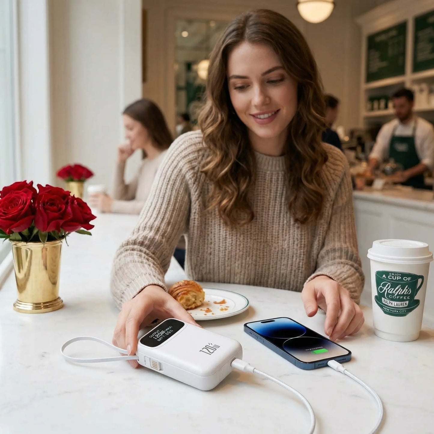 5000mAh Wireless Fast Charger Power Bank for iPhone 12-17 Pro/Pro Max - Compact Portable Battery Pack